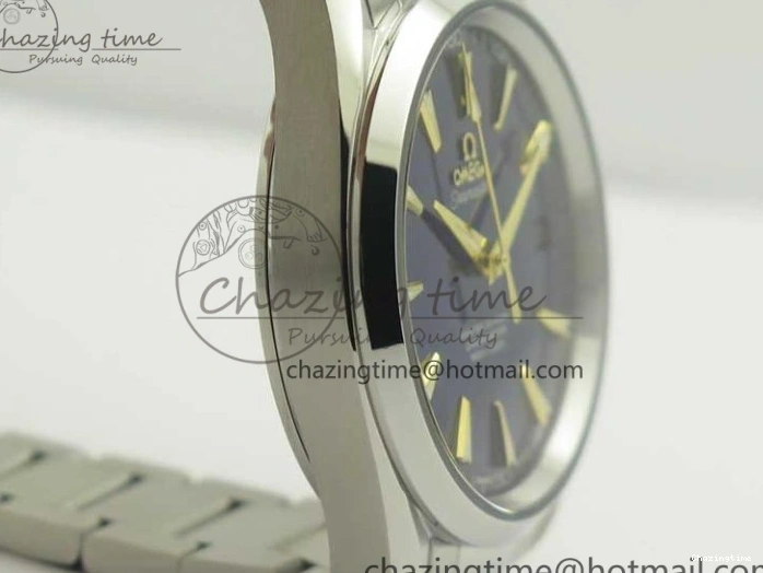 0127 Aqua Terra 150M SS VSF 1:1 Best Edition Blue Wave Textured Dial YG Hand on SS Bracelet A8500 Super Clone Sporty 8026